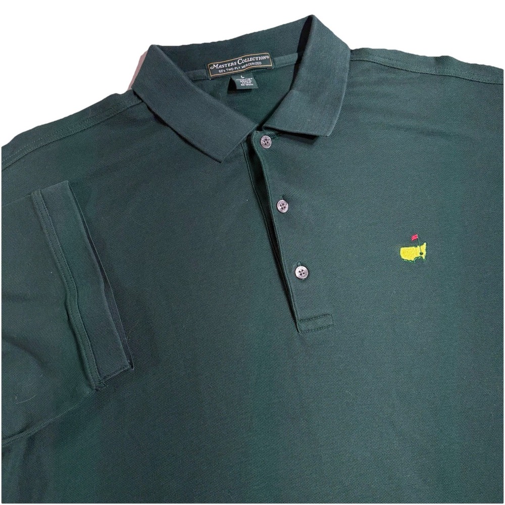 Masters‎ Collection Two Ply Pima Cotton Polo Shirt Mens L Dark Green Golf Logo